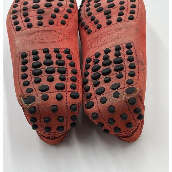 Tod's Gommino Orange Nubuck Leather Bow Detail Loafers Driving Shoe Sz 34/3 - Picture 13 of 14
